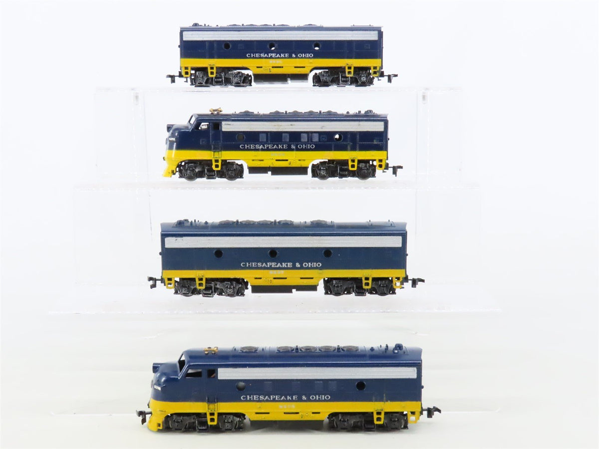 HO Scale Athearn C&amp;O Chesapeake &amp; Ohio F7A/B/B/A 4-Unit Diesel Set - Custom