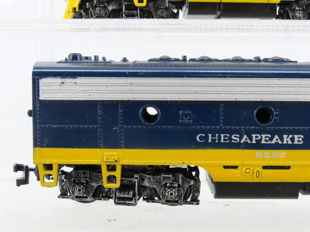 HO Scale Athearn C&amp;O Chesapeake &amp; Ohio F7A/B/B/A 4-Unit Diesel Set - Custom