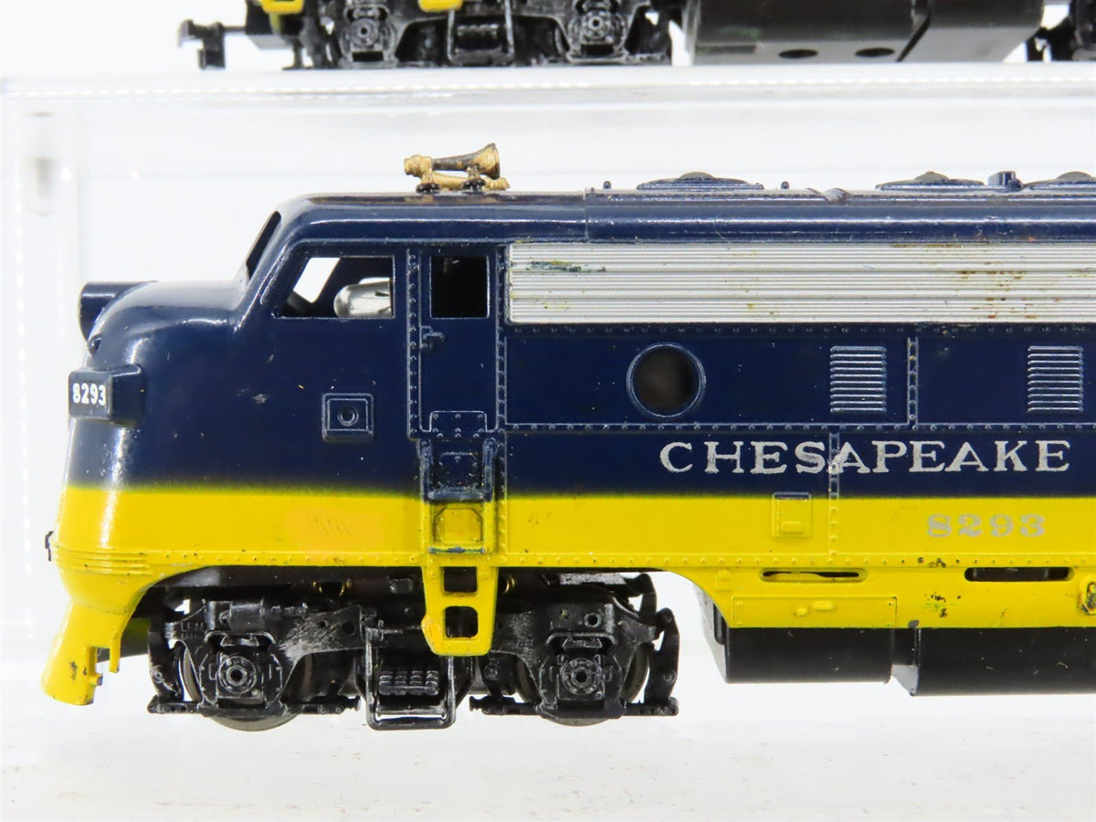 HO Scale Athearn C&amp;O Chesapeake &amp; Ohio F7A/B/B/A 4-Unit Diesel Set - Custom