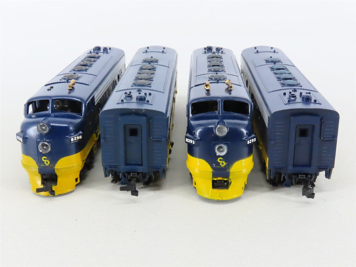 HO Scale Athearn C&amp;O Chesapeake &amp; Ohio F7A/B/B/A 4-Unit Diesel Set - Custom