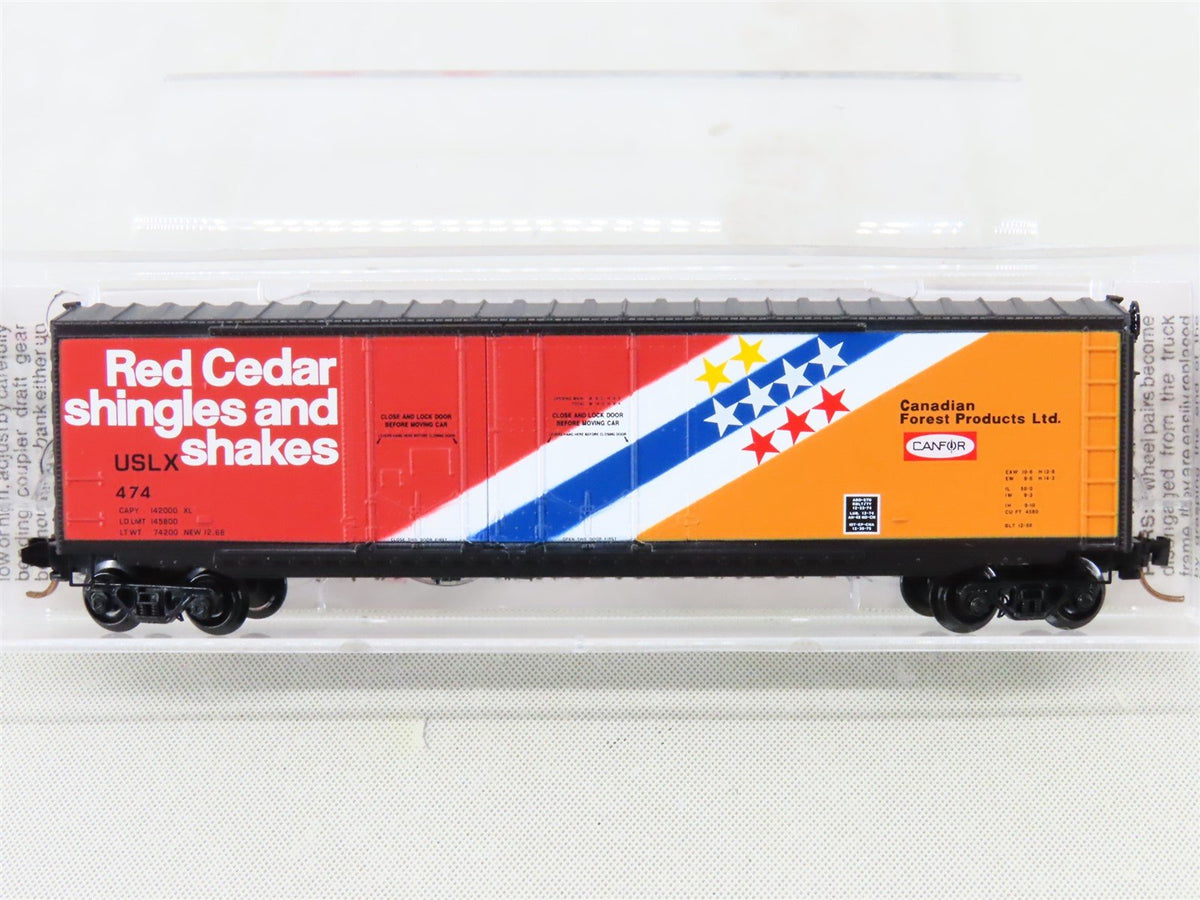 N Micro-Trains MTL 75060 USLX CANFOR Red Cedar 50&#39; Double Plug Door Box Car #474