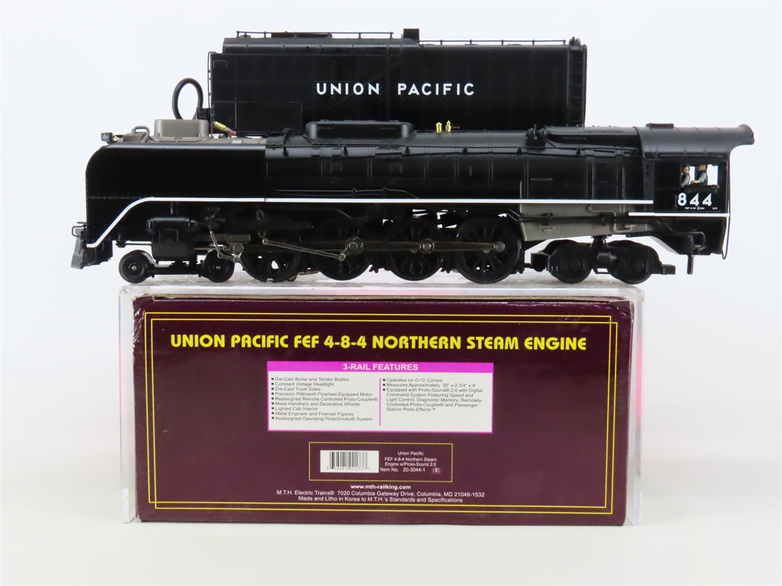 O Gauge 3-Rail MTH 20-3044-1 UP Union Pacific FEF 4-8-4 Steam Loco #844 w/Sound