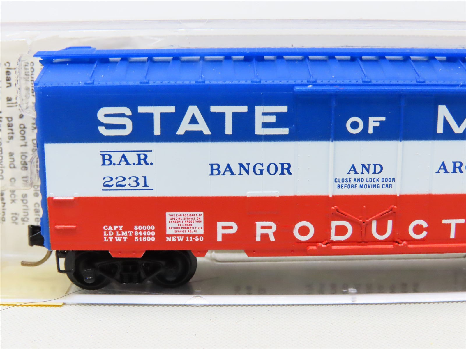N Scale Micro-Trains MTL 21020 BAR State of Maine 40' Single Door Box Car #2231