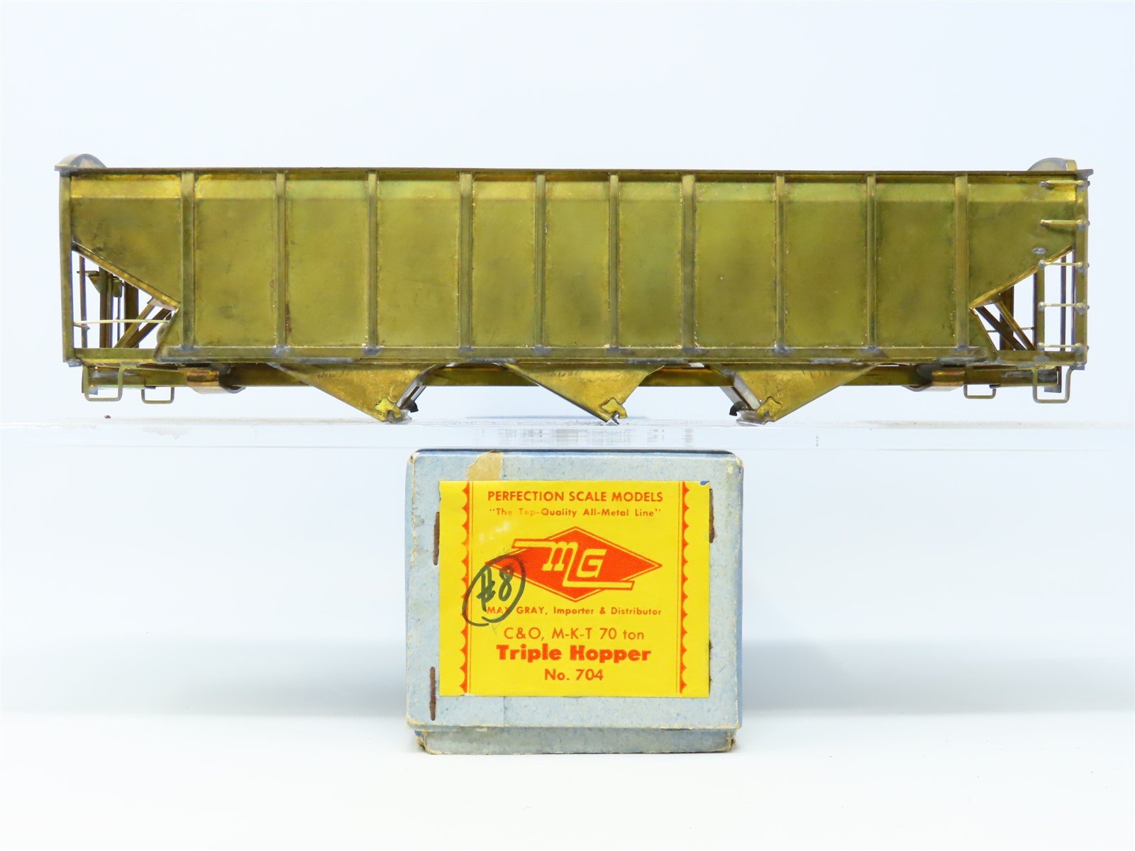 O Scale MG Max Gray BRASS 704 Undecorated C&O/MKT 70-Ton 3-Bay Open Hopper