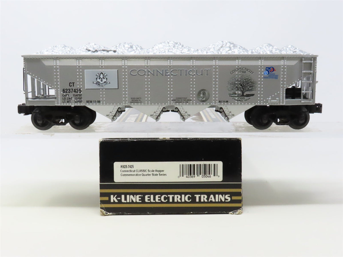 O Gauge 3-Rail K-Line K623-7425 State Quarter Series 4-Bay Hopper - Connecticut