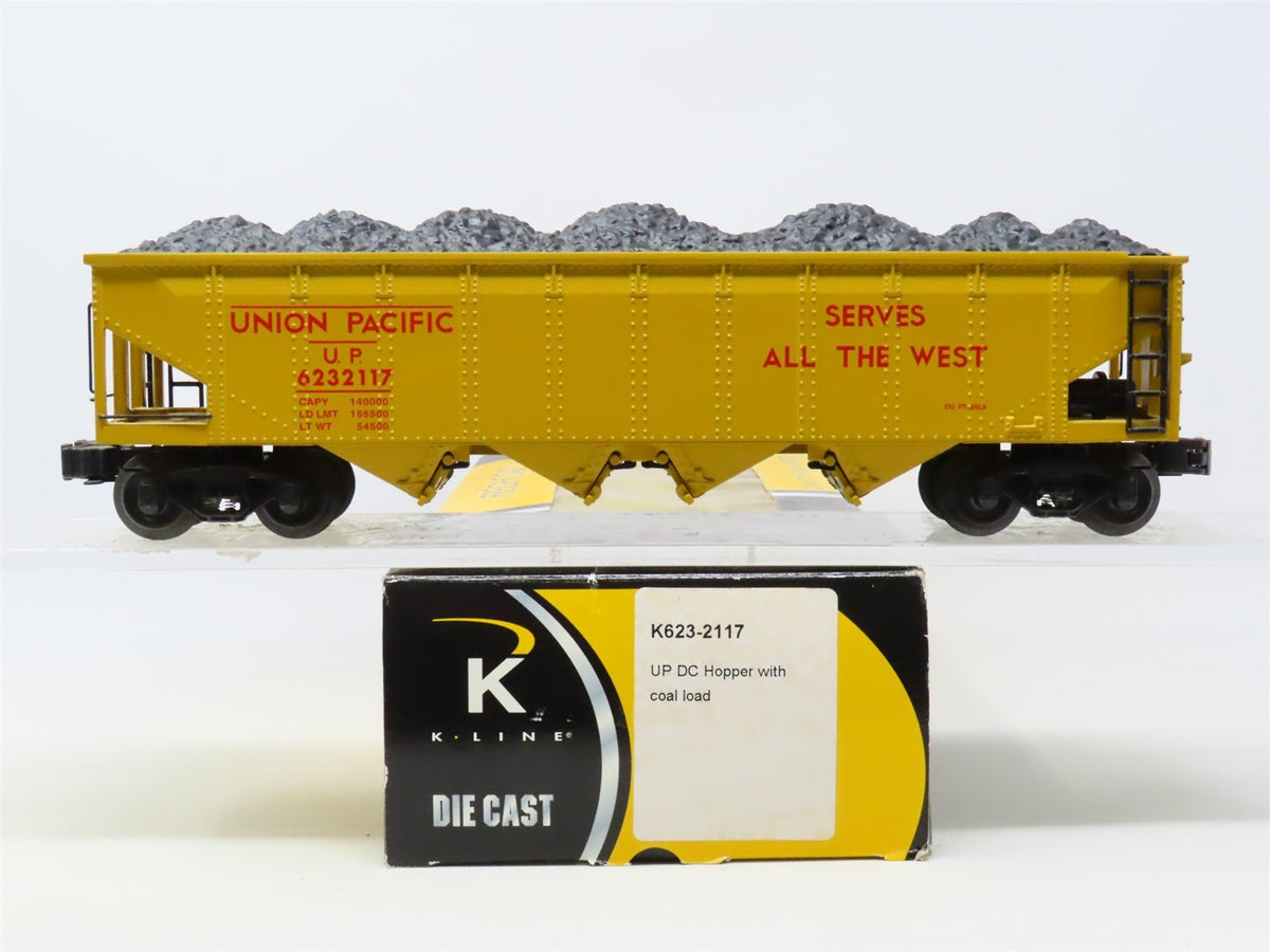 O Gauge 3-Rail K-Line K623-2117 UP Union Pacific 4-Bay Hopper #622117 w/Load