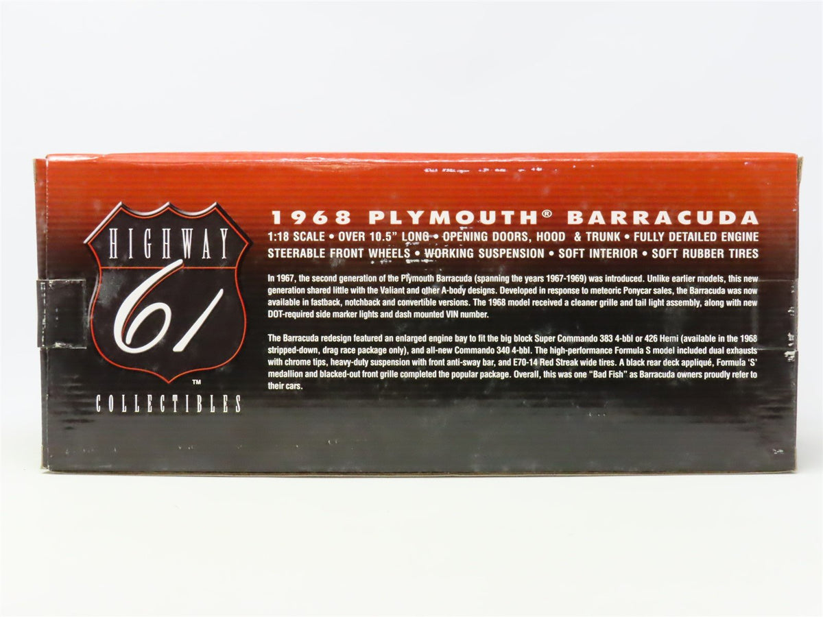 1:18 Highway 61 Supercar Collectibles Die-Cast 50313R 1968 Plymouth Barracuda