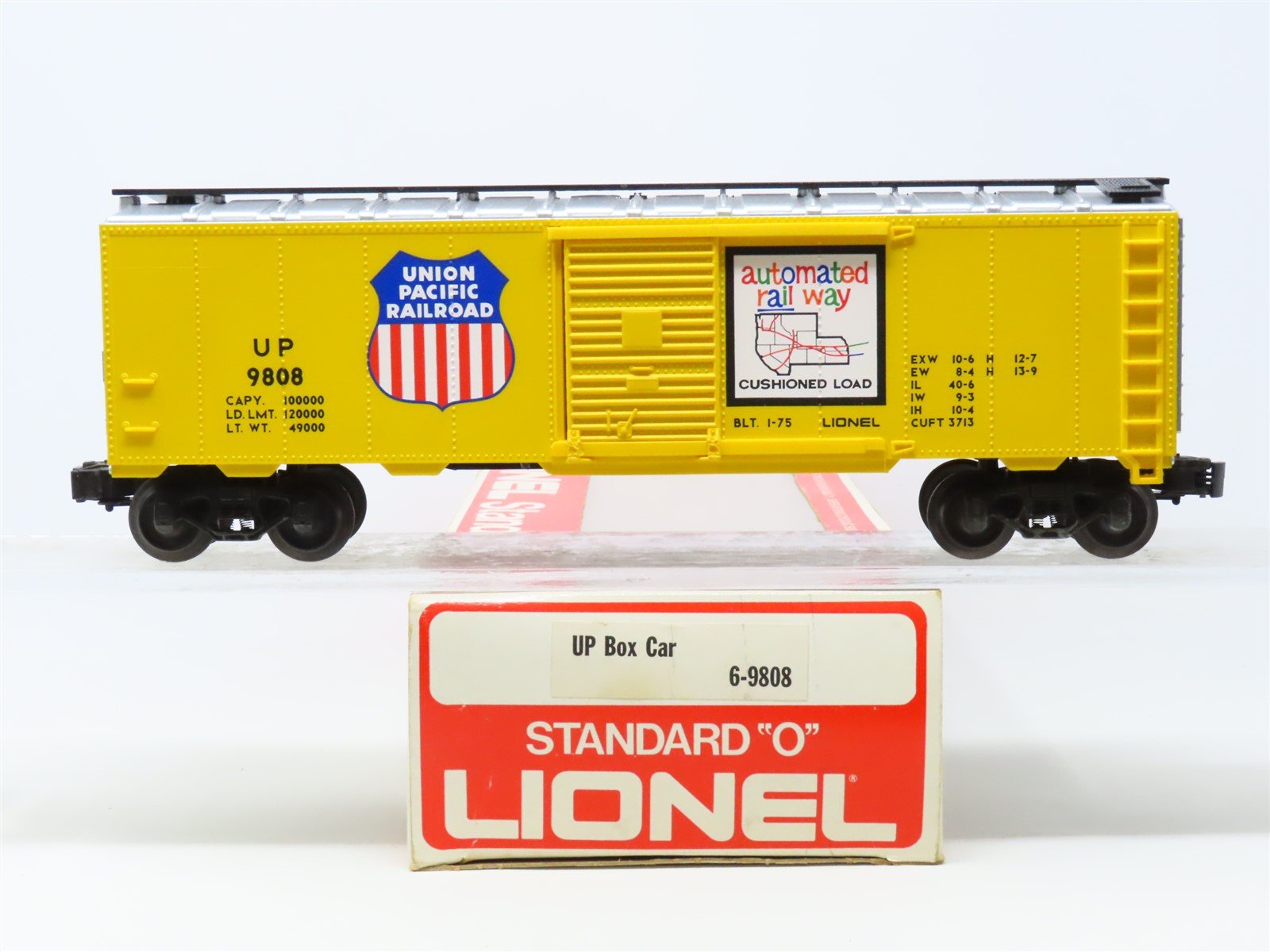 O Gauge 3-Rail Lionel #6-9808 UP Union Pacific Automated Rail Way Box Car