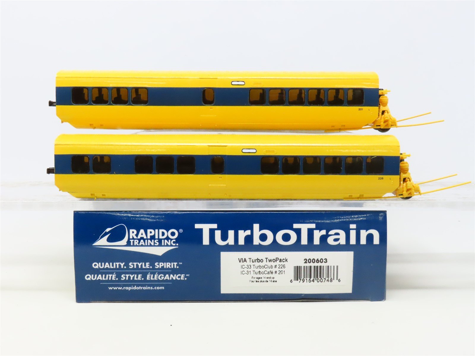 HO Scale Rapido 200603 VIA Rail Turbo Coach Passenger 2-Car Pack