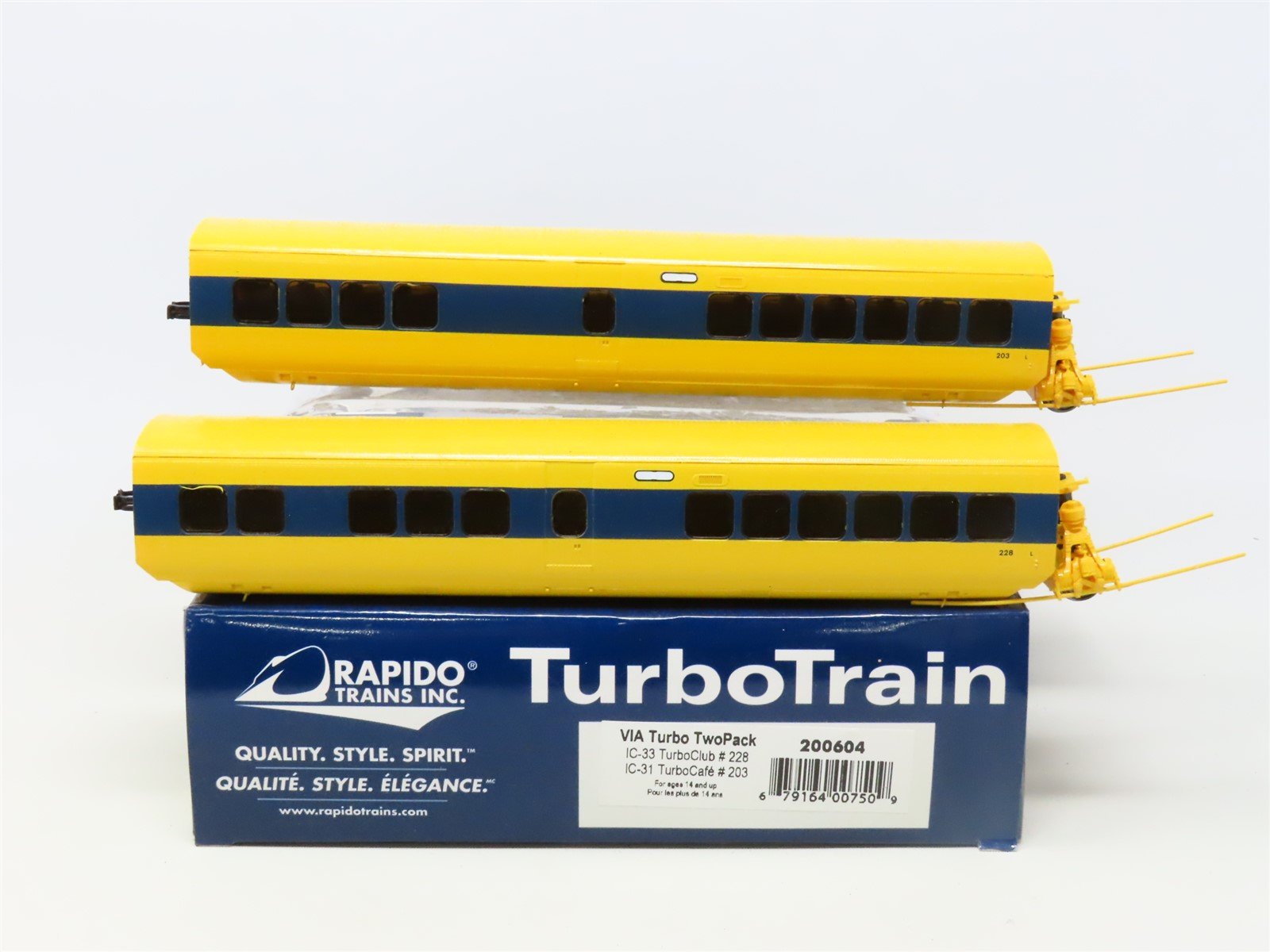 HO Scale Rapido 200604 VIA Rail Turbo Coach Passenger 2-Car Pack