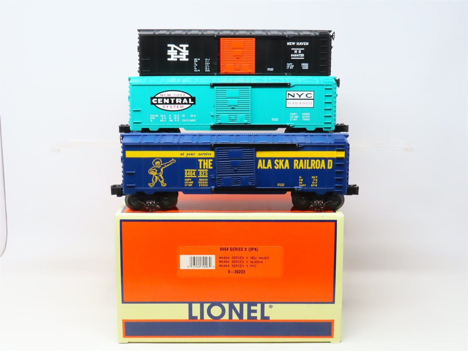 O Gauge 3-Rail Lionel 6464 Series X #6-39203 NH, ARR, NYC Box Cars 3-Pack