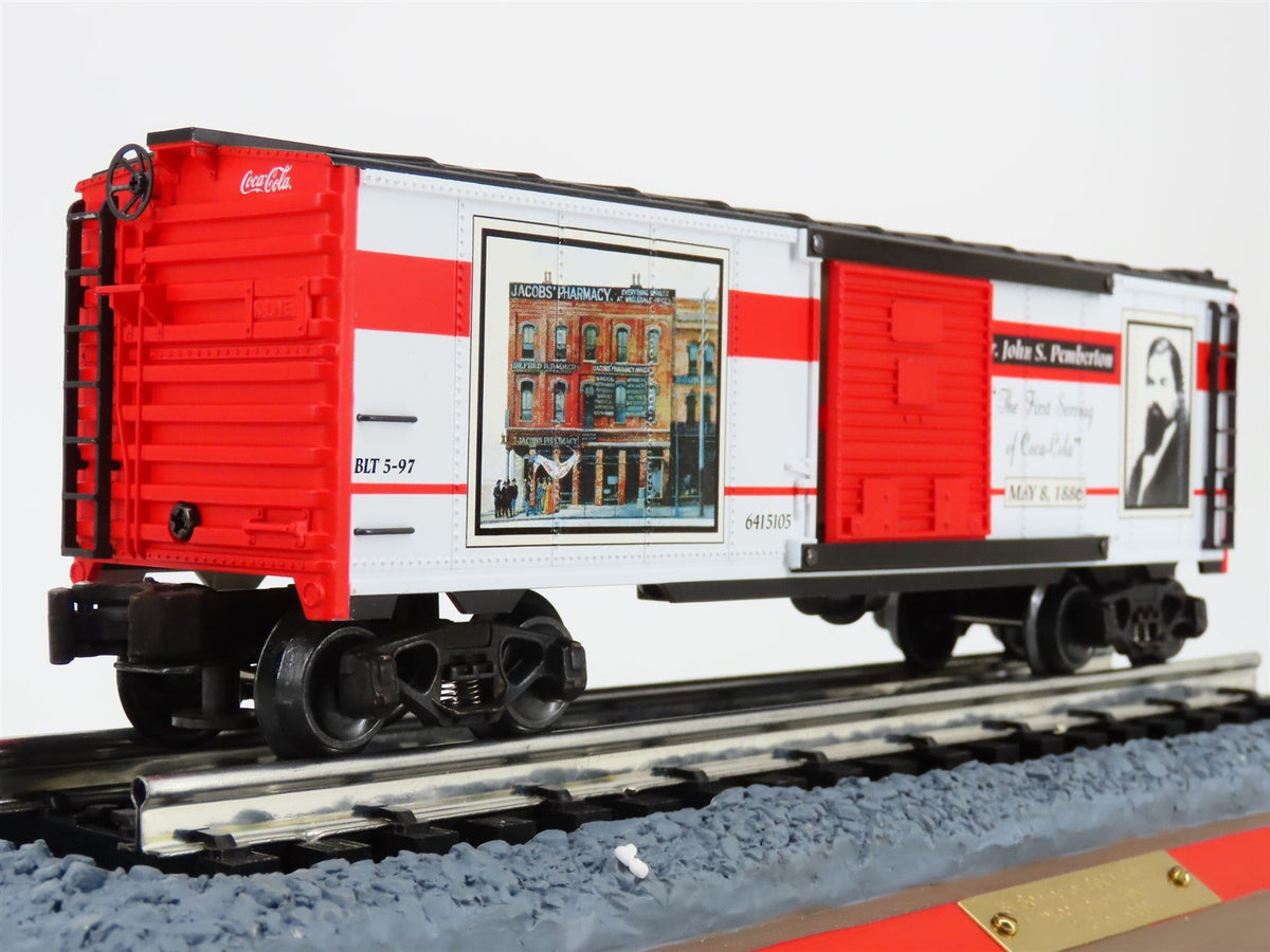O Gauge 3-Rail K-Line K641-5105 &quot;First Serving of Coca-Cola&quot; Box Car w/Base