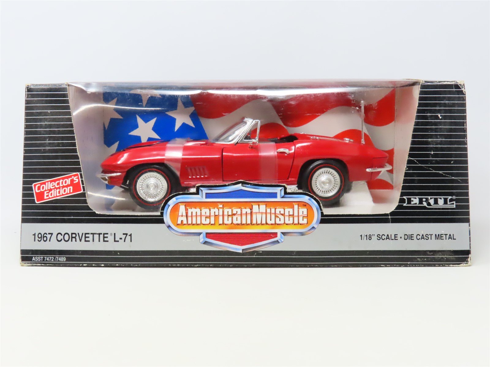 1:18 Scale Ertl American Muscle #7489 Diecast Red 1967 Corvette L-71 Convertible