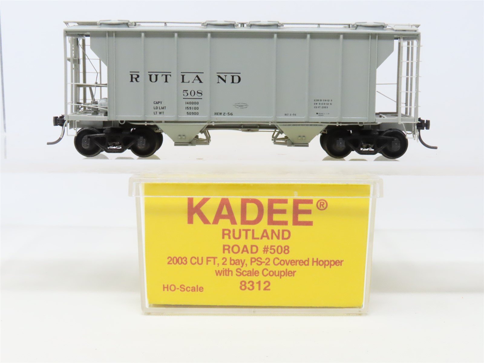 HO Scale Kadee 8312 RUT Rutland 2-Bay Covered Hopper #508