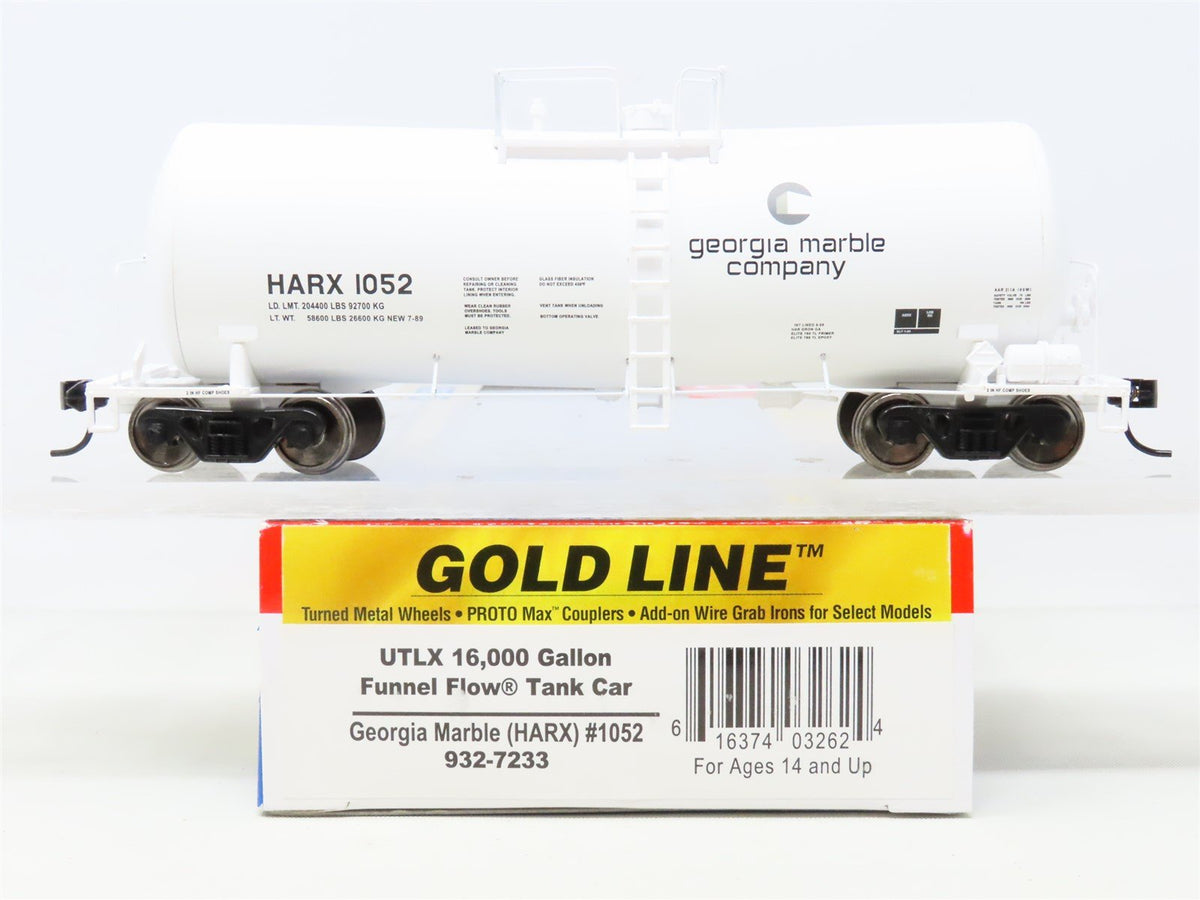 HO Walthers Gold Line 932-7233 HARX Georgia Marble Funnel Flow Tank Car #1052