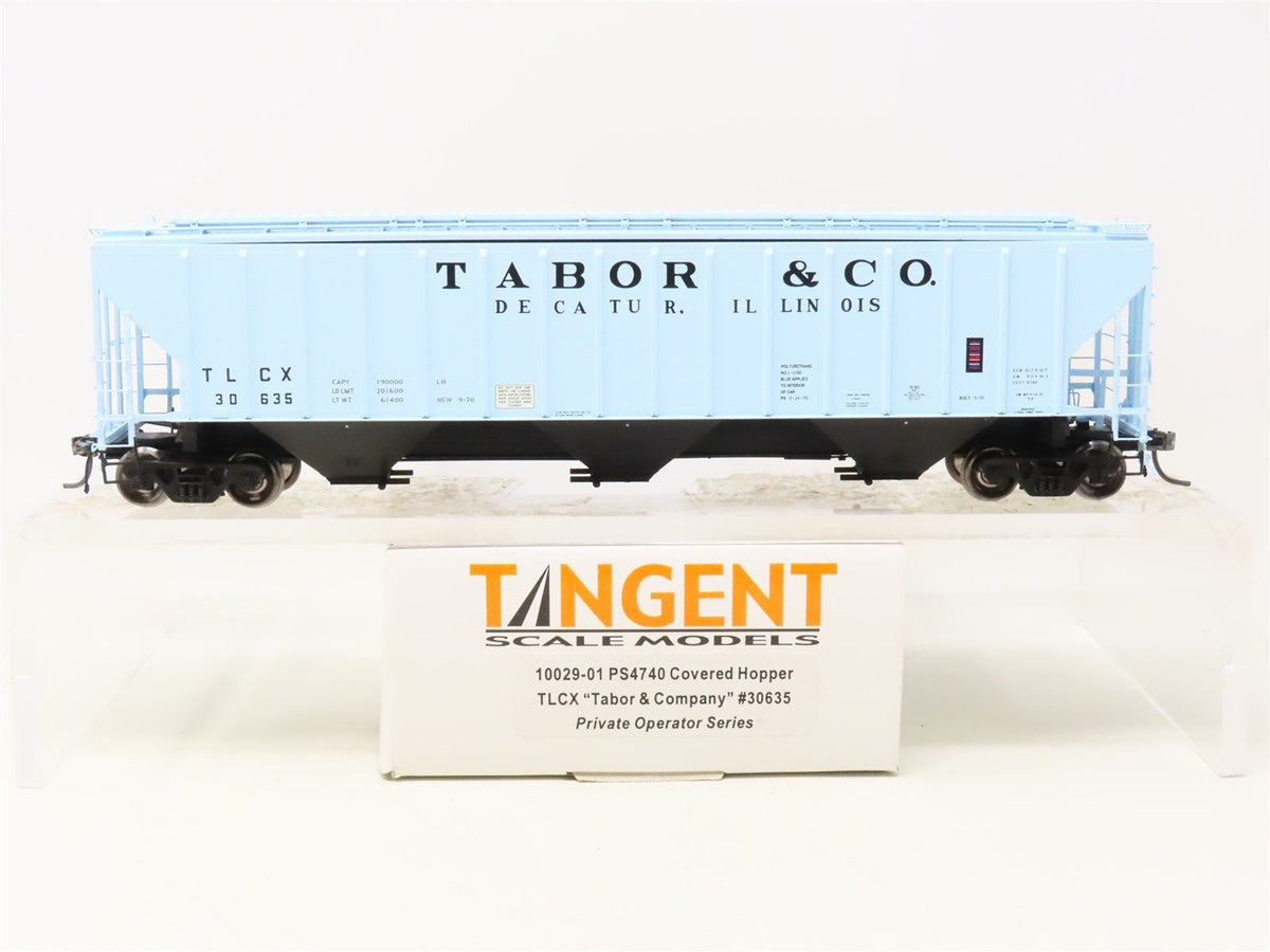 HO Scale Tangent 10029-01 TLCX Tabor &amp; Company 3-Bay Covered Hopper #30635