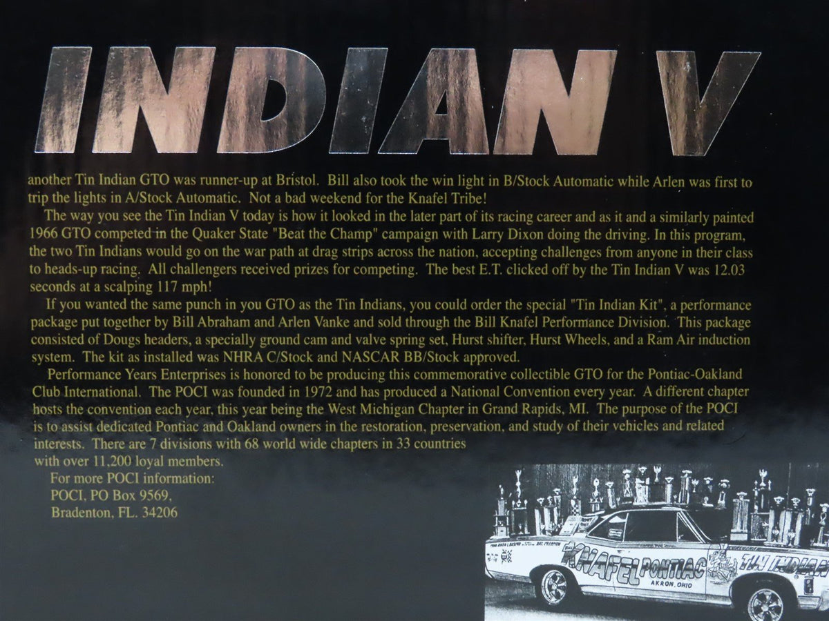 1:18 Scale Ertl Performance Years 29118 Diecast 1966 Knafel Pontiac &quot;Tin Indian&quot;