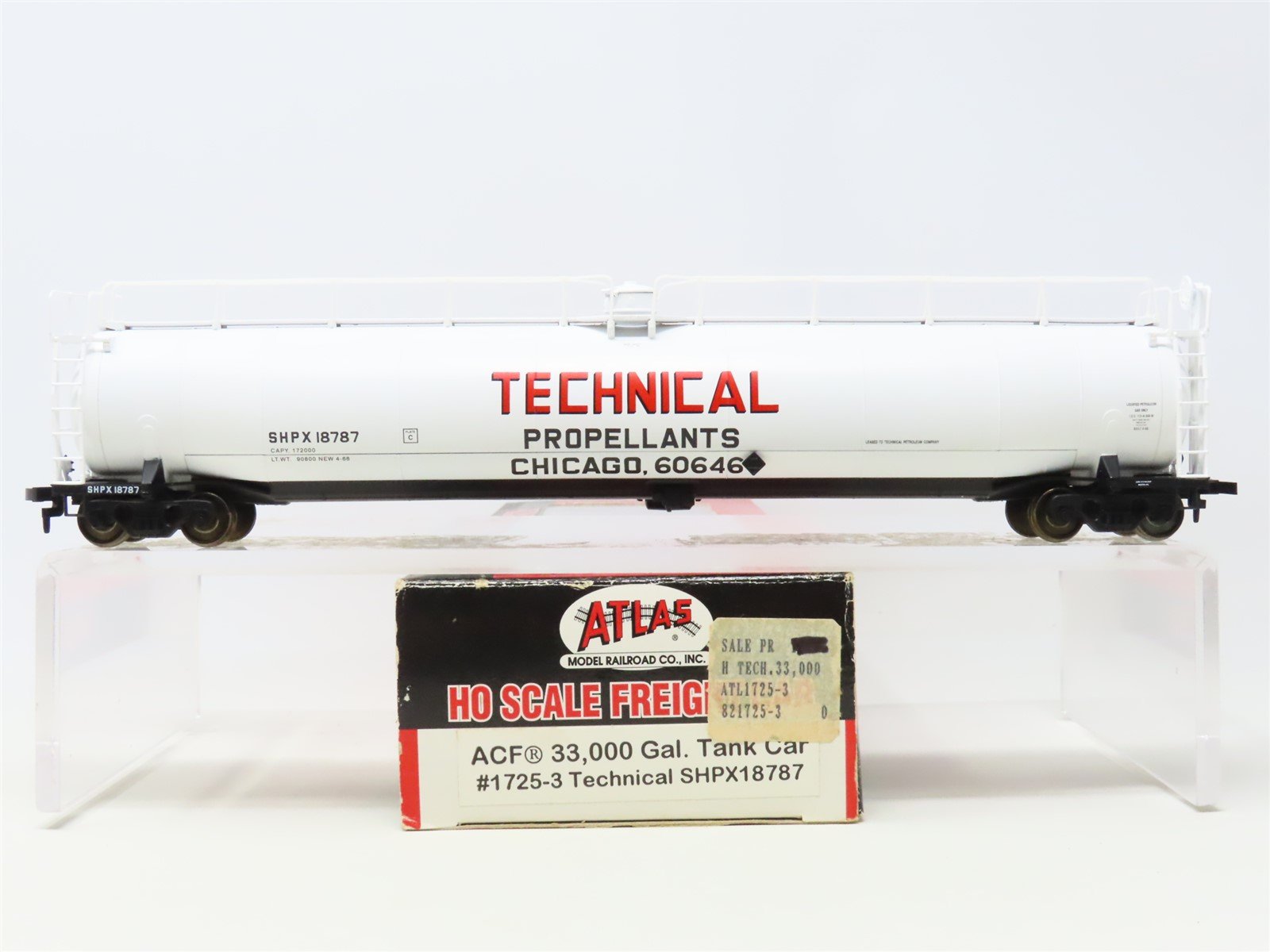 HO Scale Atlas 1725-3 SHPX Technical Propellants 33k Gal Tank Car #18787