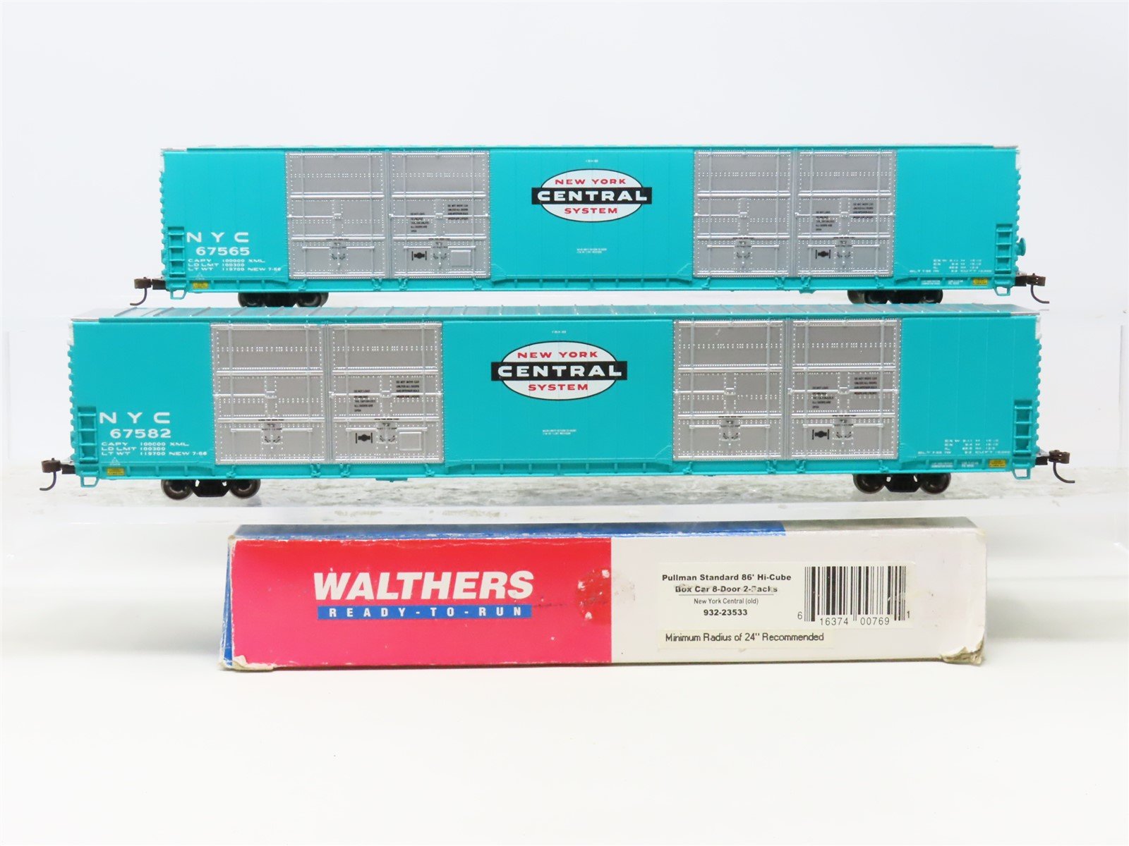 HO Scale Walthers 932-23533 NYC New York Central Hi-Cube 86' Box Car 2-Car Set