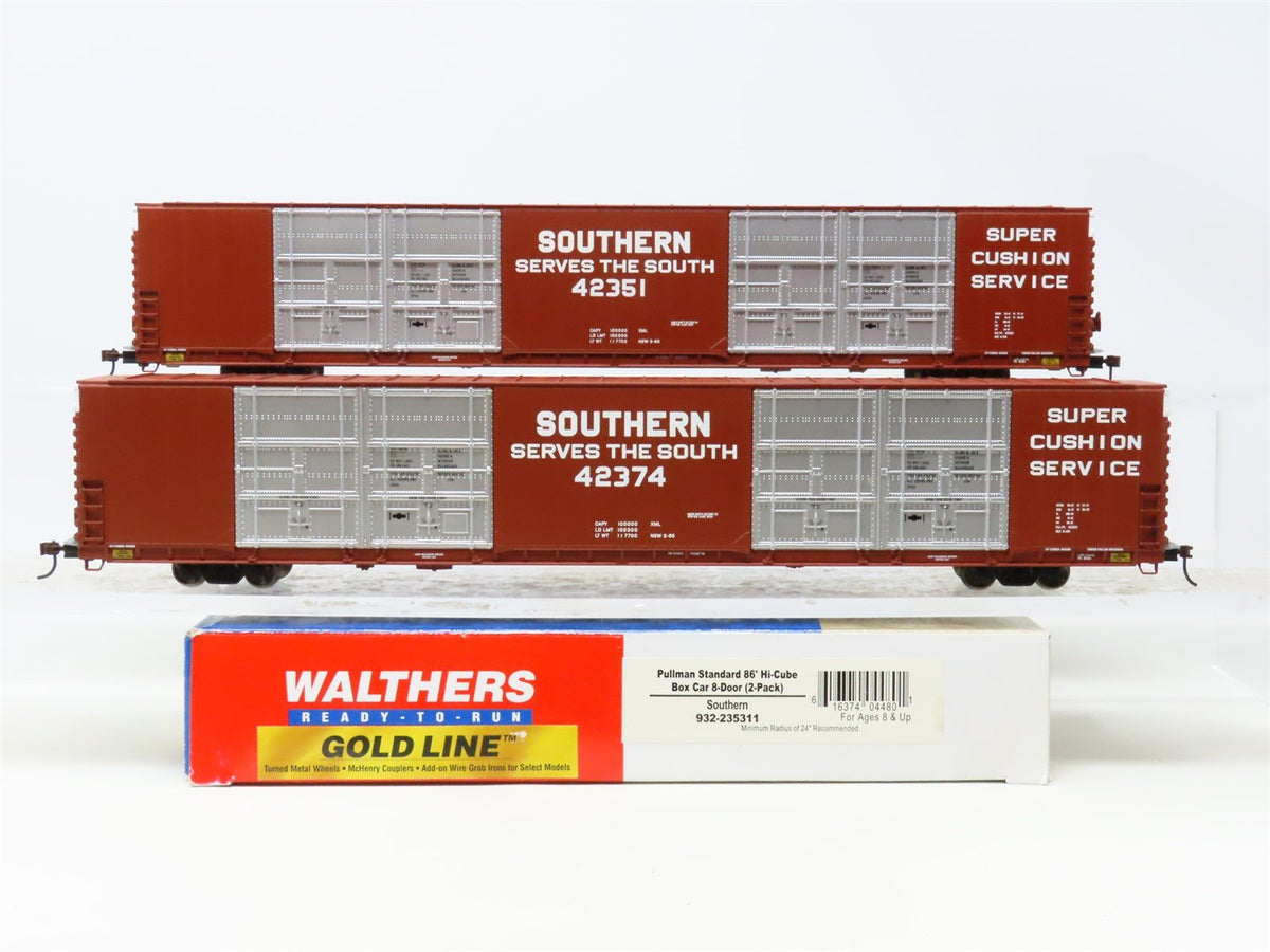 HO Walthers Gold Line 932-235311 SOU Southern Hi-Cube 86&#39; Box Car 2-Car Set
