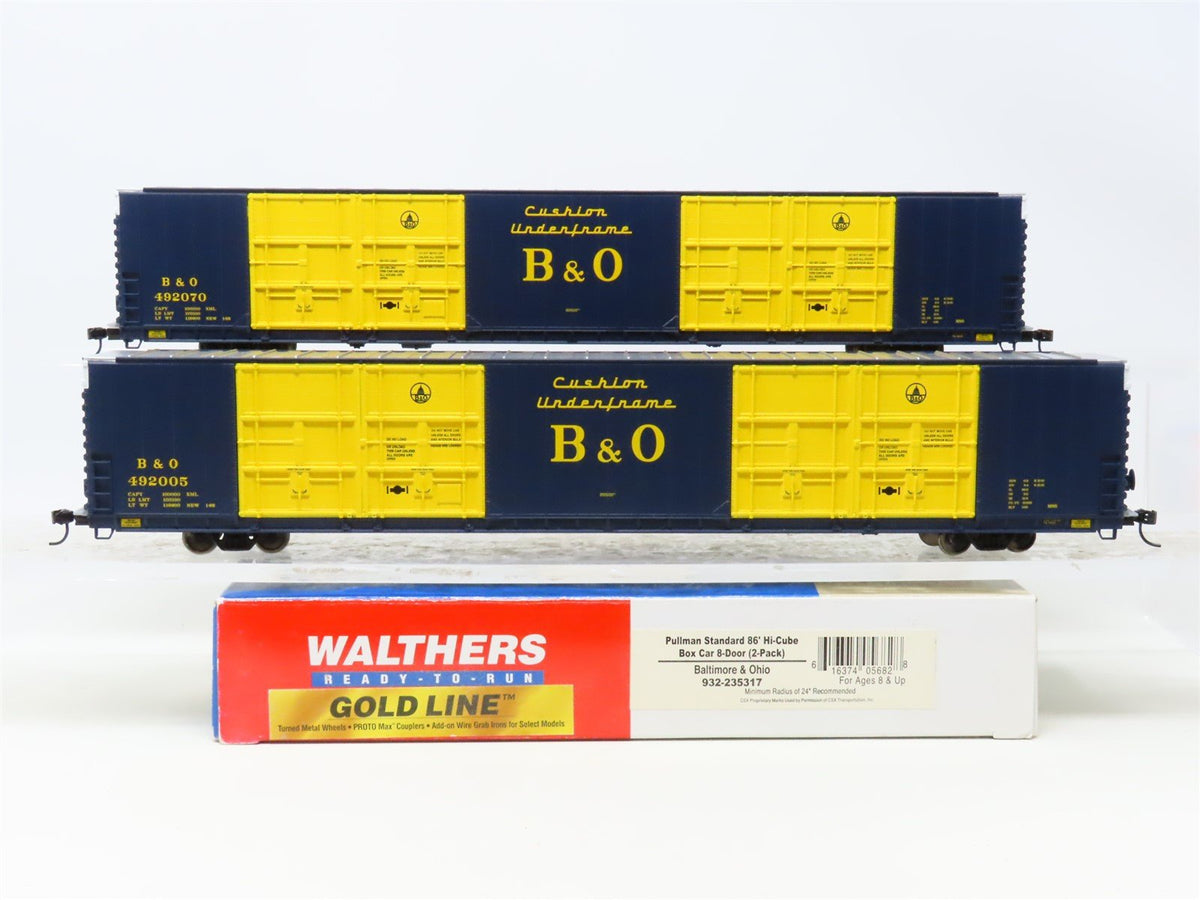 HO Walthers Gold Line 932-235317 B&amp;O Baltimore &amp; Ohio Hi-Cube Box Car 2-Pack