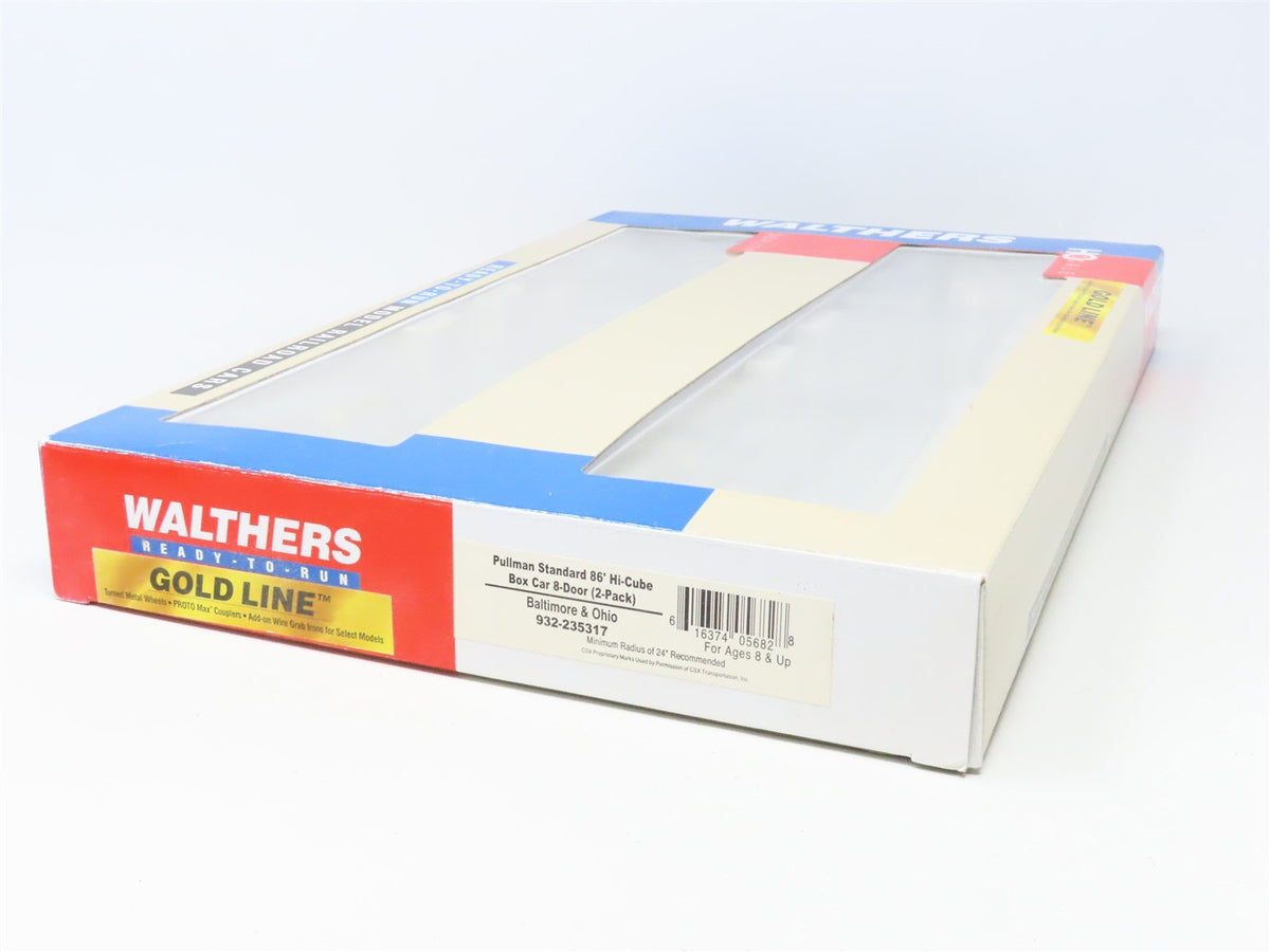 HO Walthers Gold Line 932-235317 B&amp;O Baltimore &amp; Ohio Hi-Cube Box Car 2-Pack