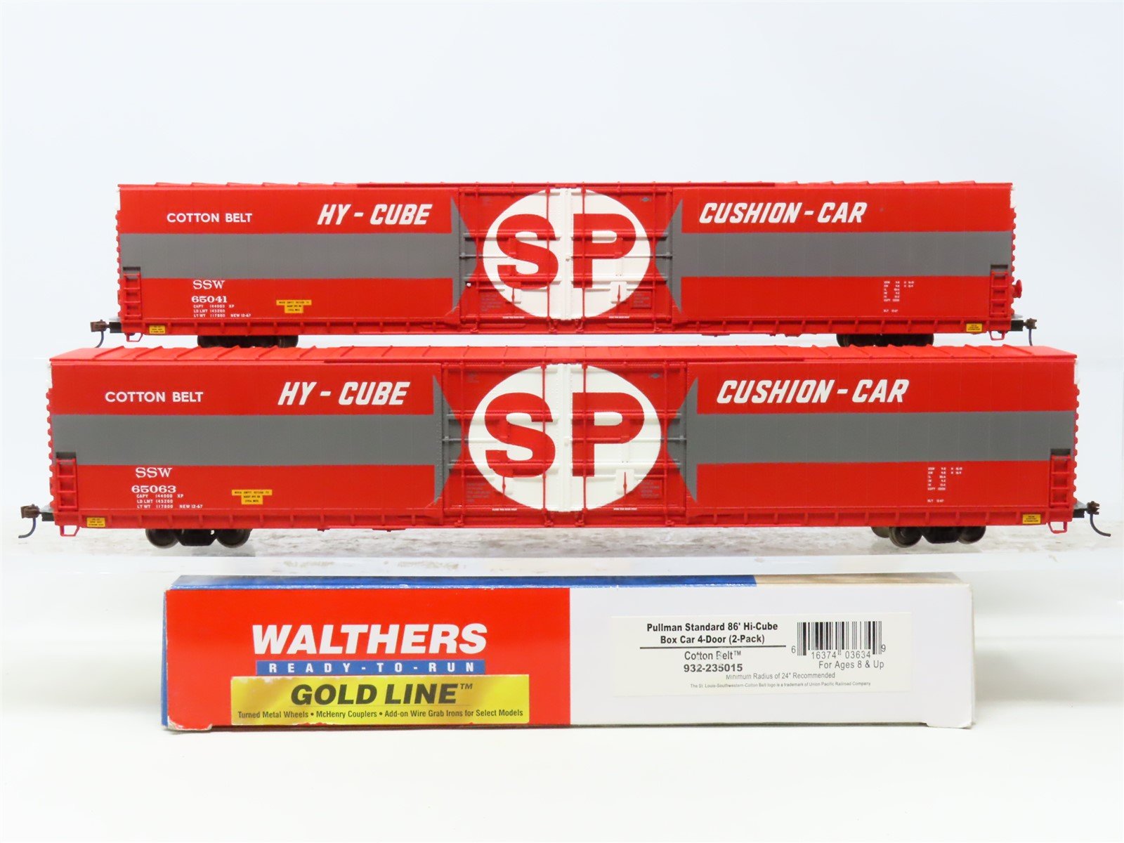 HO Scale Walthers Gold Line 932-235015 SSW Cotton Belt Hi-Cube Box Car 2-Pack