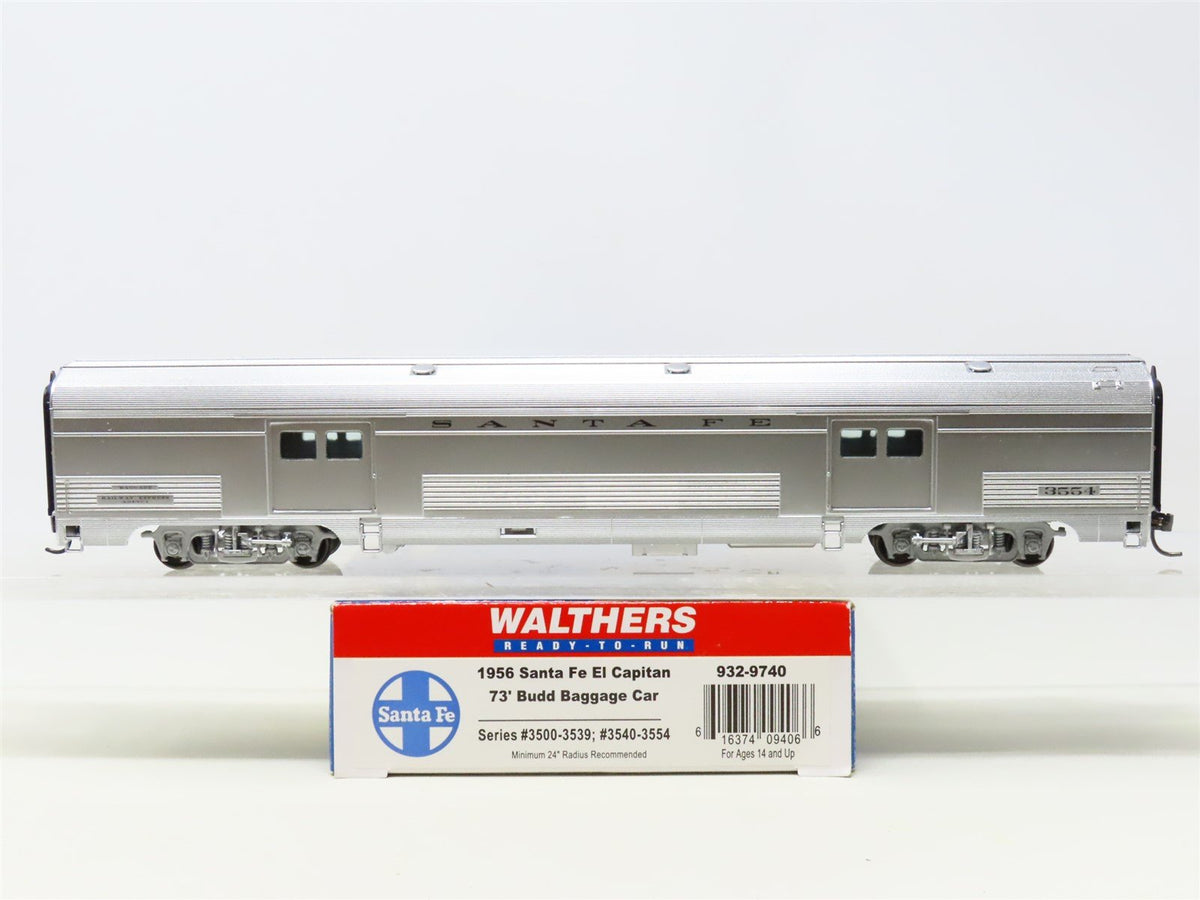 HO Scale Walthers 932-9740 ATSF Santa Fe 73&#39; Baggage Passenger Car #3554