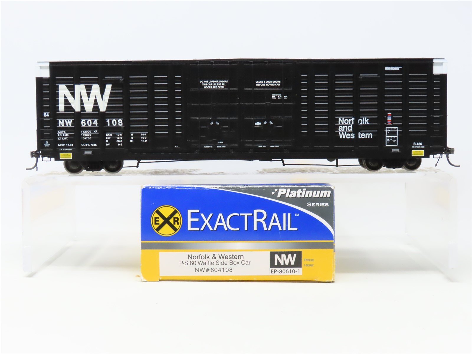 HO ExactRail EP-80610-1 NW Norfolk & Western 60' Waffle Side Box Car #604108