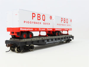 HO Athearn 96359 M&StL Minneapolis & St Louis 50' Flat Car #15057 w/ Trailers