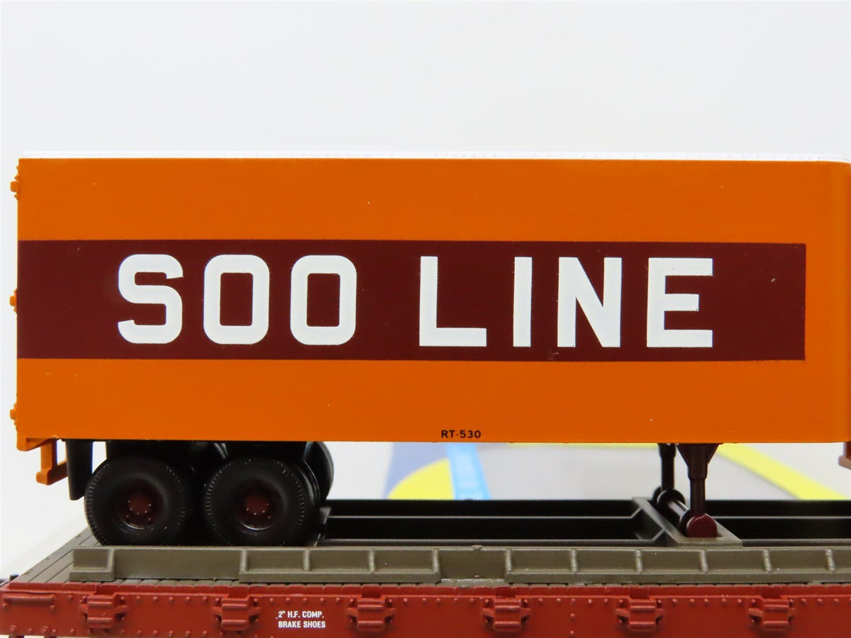 HO Scale Athearn 92358 SOO Line 50&#39; Flat Car #54432 w/ Two 25&#39; Trailers