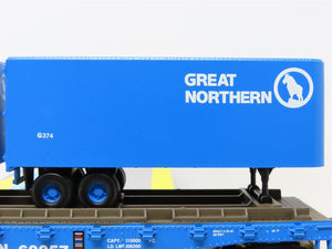 HO Scale Athearn 92400 GN Great Northern 50' Flat Car #60257 w/ Two 25' Trailers