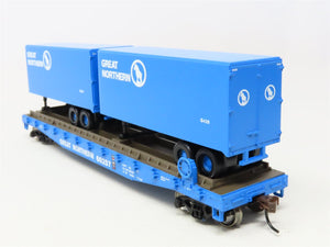 HO Scale Athearn 92400 GN Great Northern 50' Flat Car #60257 w/ Two 25' Trailers