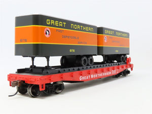 HO Scale Athearn 92364 GN Great Northern 50' Flat Car #60315 w/ Two 25' Trailers