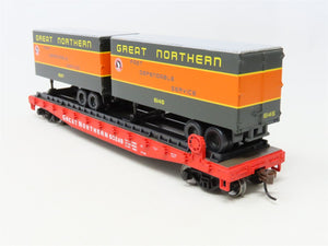 HO Scale Athearn 92363 GN Great Northern 50' Flat Car #60248 w/ Two 25' Trailers