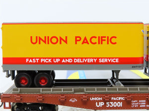 HO Scale Athearn 92359 UP Union Pacific 50' Flat Car #53001 w/ Two 25' Trailers