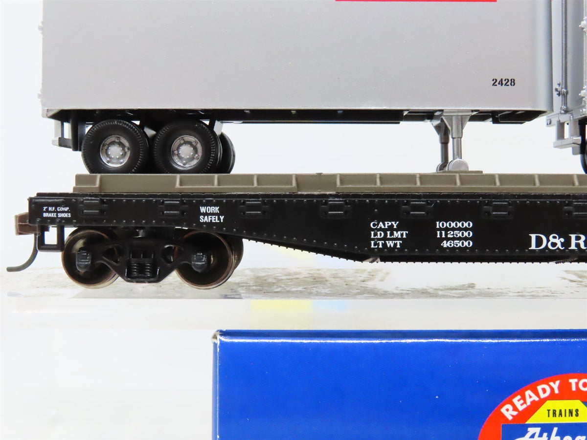 HO Scale Athearn 92397 D&amp;RGW Rio Grande 50&#39; Flat Car #20029 w/ Two 25&#39; Trailers