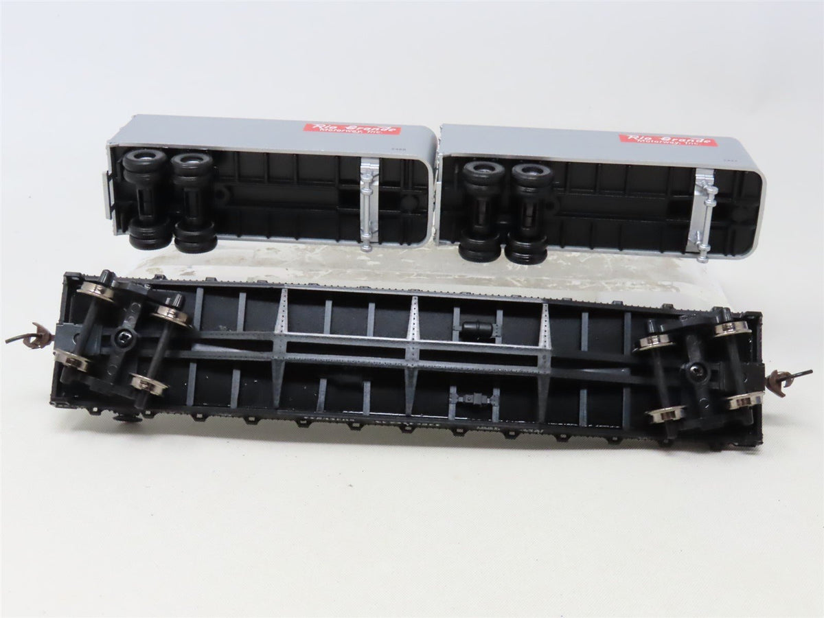 HO Scale Athearn 92397 D&amp;RGW Rio Grande 50&#39; Flat Car #20029 w/ Two 25&#39; Trailers