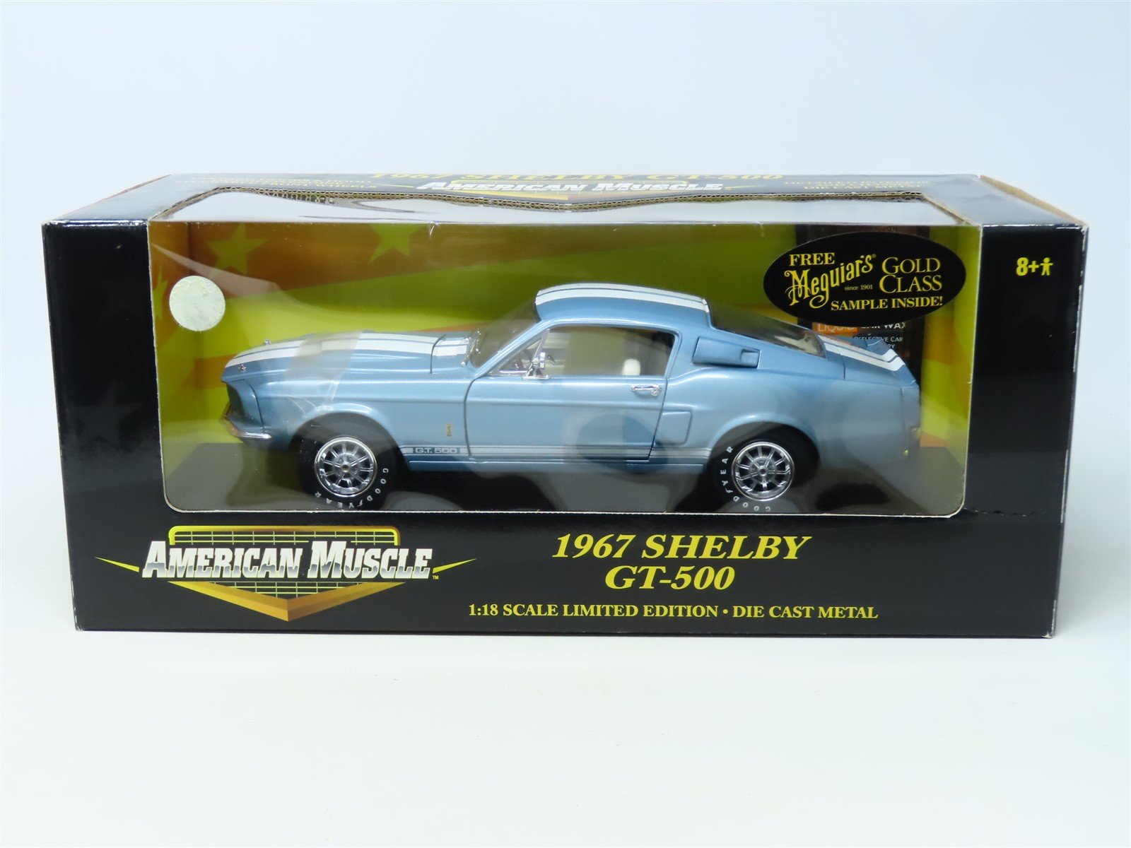 1:18 Scale Ertl American Muscle #36421 Die-Cast 1967 Shelby GT-500 - Blue/White