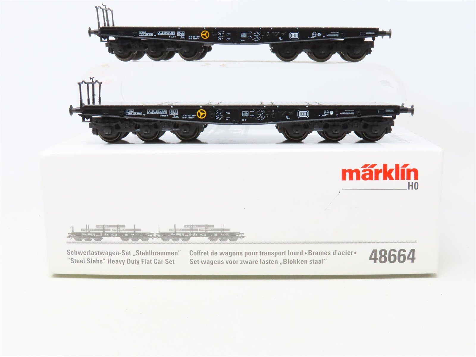 HO Scale Marklin 48664 DB Heavy Duty Flatcars w/Steel Slab Loads