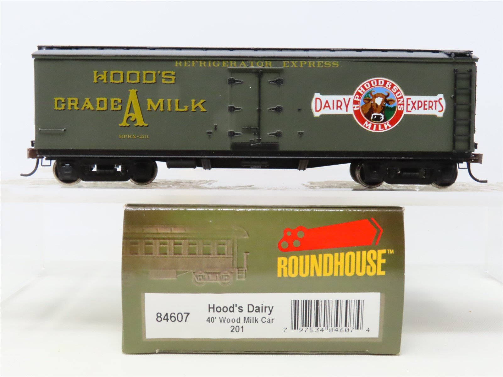HO Scale Roundhouse 84607 HPHX Hood's Dairy 40' Wood Milk Car #201