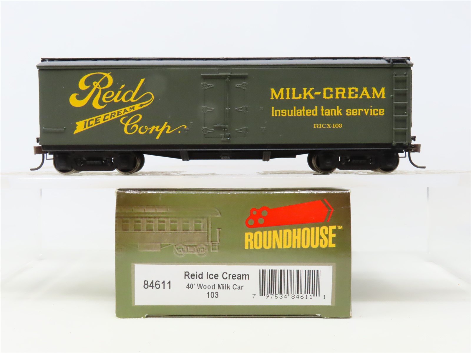 HO Scale Roundhouse 84611 RICX Reid Ice Cream 40' Wood Milk Car #103