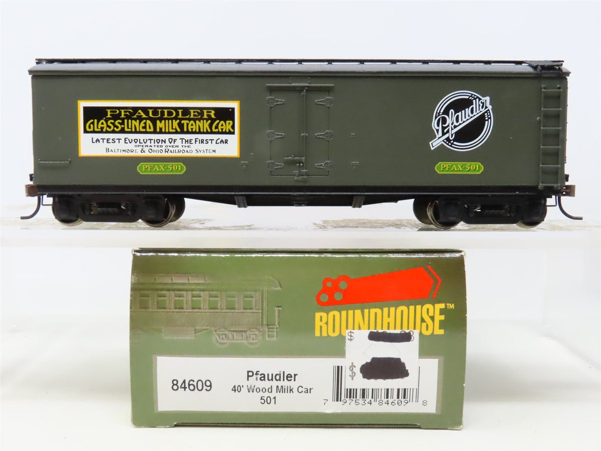 HO Scale Roundhouse 84609 PFAX Pfaudler 40&#39; Wood Milk Car #501