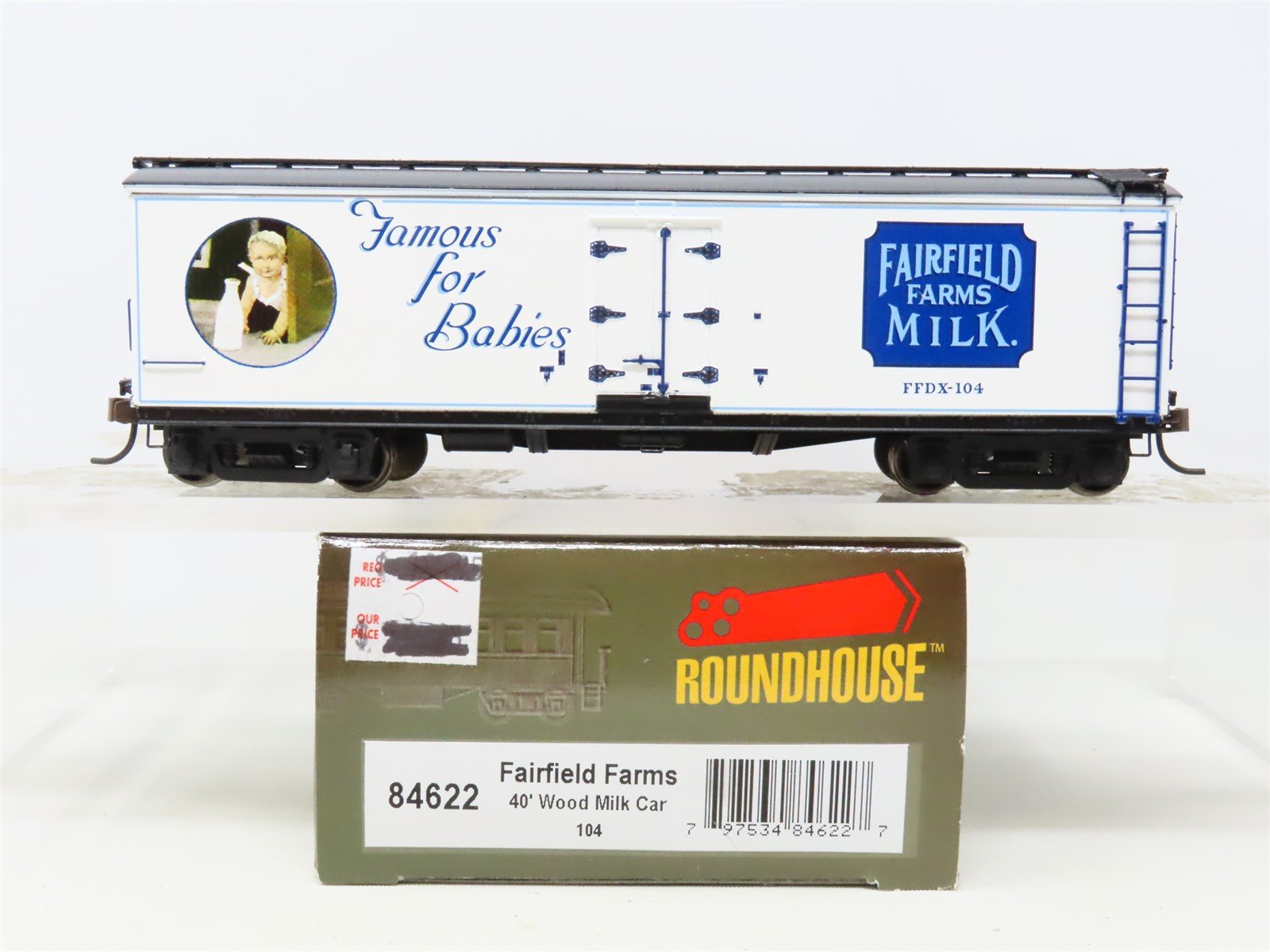HO Scale Roundhouse 84622 FFDX Fairfield Farms 40' Wood Milk Car #104