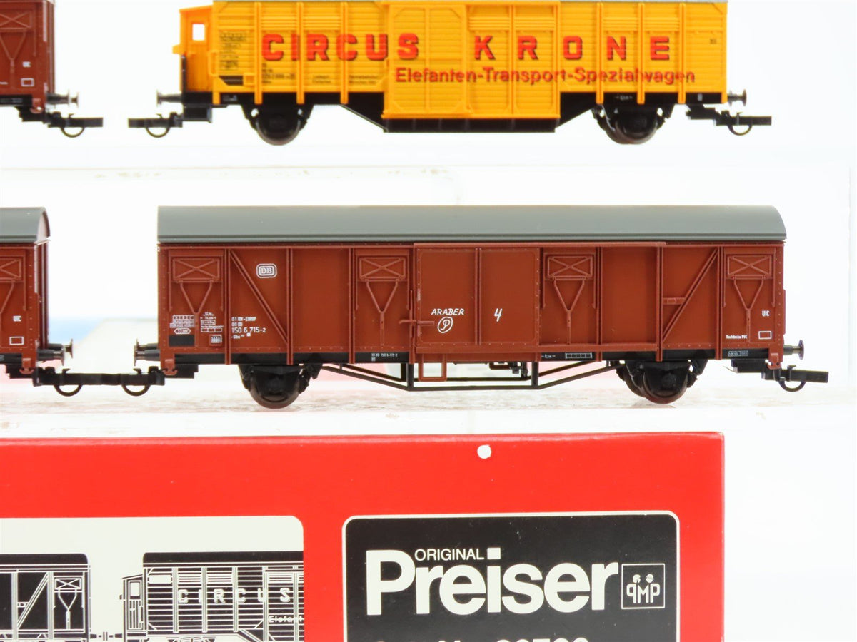 HO Scale Roco 44009 DB German Circus Krone Box Cars Set w/Elephant Car