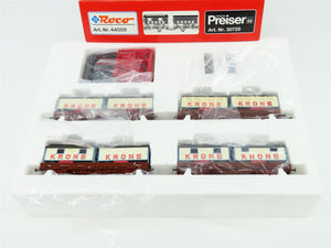 HO Scale Roco 44008 Circus Krone Flat Cars 4-Unit Set w/Circus Trailer Load