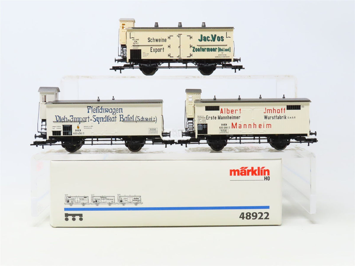 HO Scale Marklin 48922 Baden &amp; Holland Meat Reefers 3-Car Set