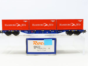 HO Scale Roco 66623 SBB Swiss Federal Railways Flat Car w/Hamburg Süd Containers