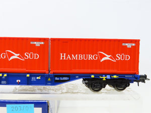 HO Scale Roco 66623 SBB Swiss Federal Railways Flat Car w/Hamburg Süd Containers