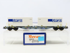 HO Scale Roco 66632 SBB CFF FFS Swiss Flat Car w/Cargo Domino Containers